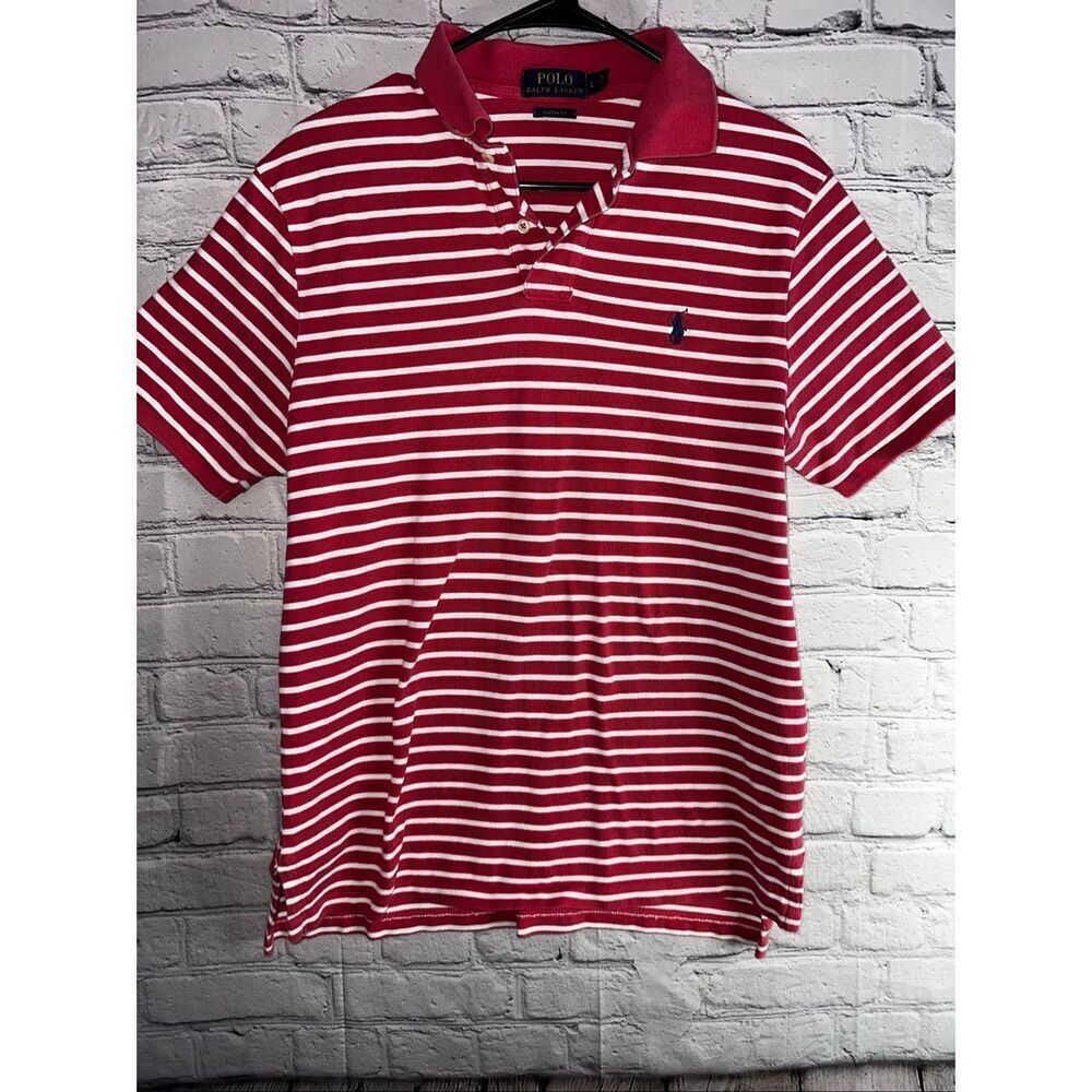 Ralph Lauren Polo Custom Fit Shirt – Men’s Large – Red & White Stripe